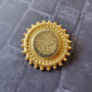 Vintage Retro Gold Colored Wheat Themed Jacket Suit Button Resale