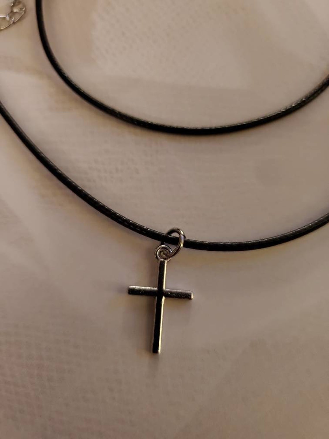 Cross Pendant Cord Necklace | Etsy