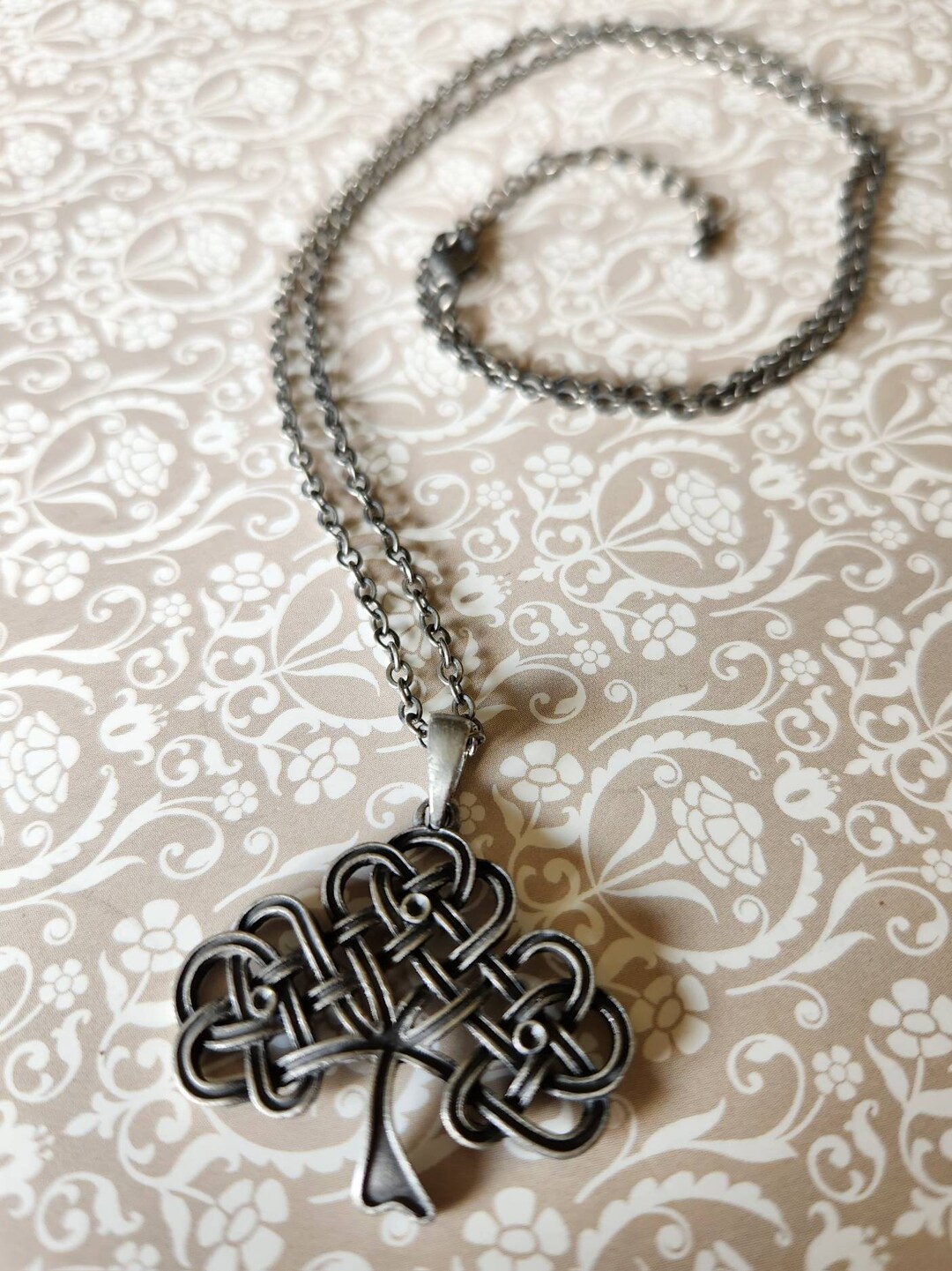 Antiqued Silver Celtic Knot Tree of Life Pendant Necklace Resale - Etsy