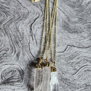 Natural Clear Quartz Pendant Gold Necklace Women Gift