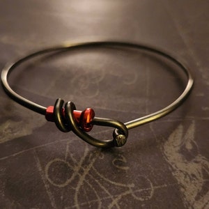 Slate Black Red Screw Bangle Bracelet Resale