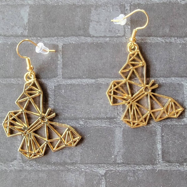 Gold Butterfly Dangle Earrings