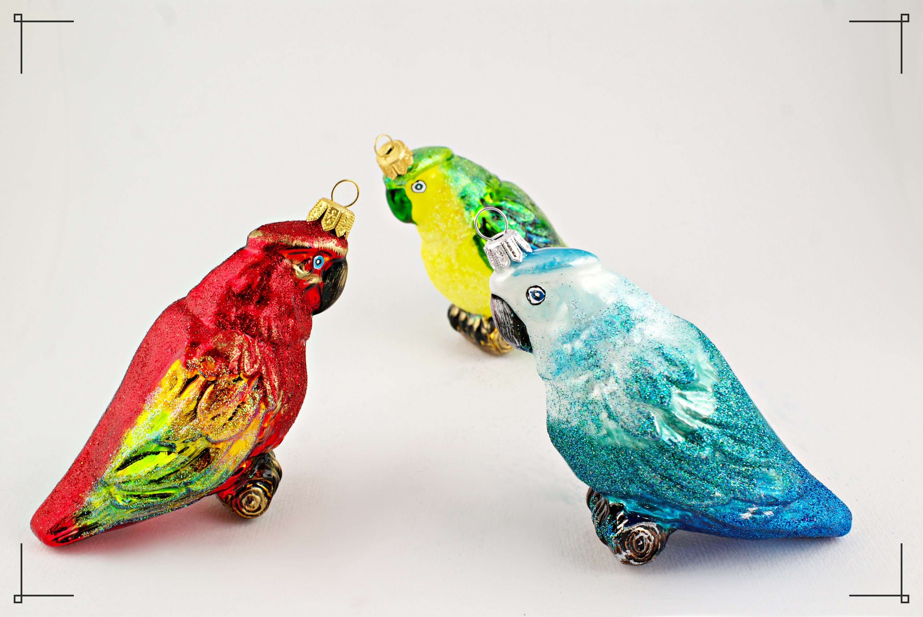 Parrot hanging Christmas decoration. Blown glass Christmas Etsy