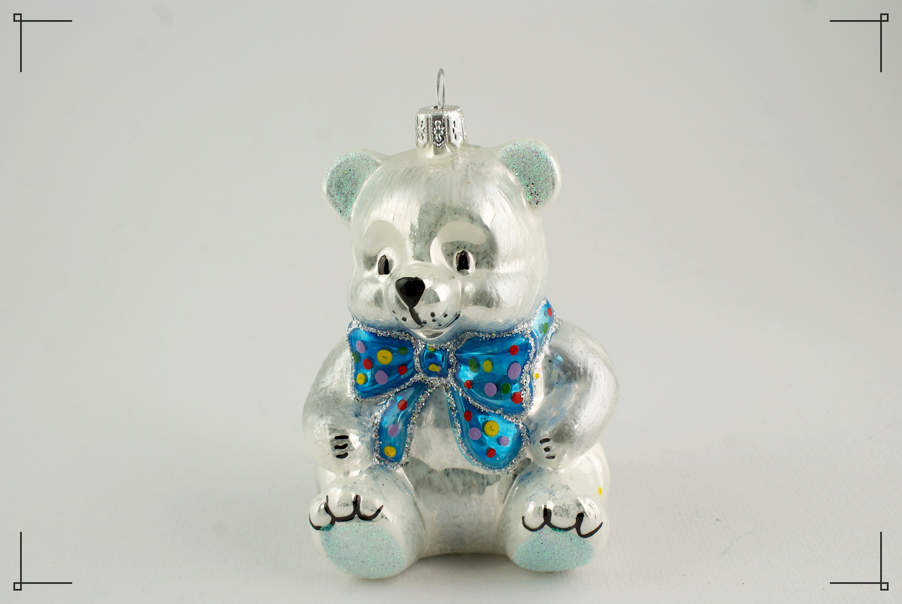 TEDDY BEAR glass Christmas ornament. Hanging decoration for Etsy