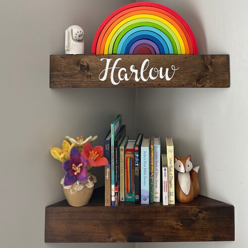 Nursery Shelves Corner Nursery Bookshelf Floating Corner Etsy