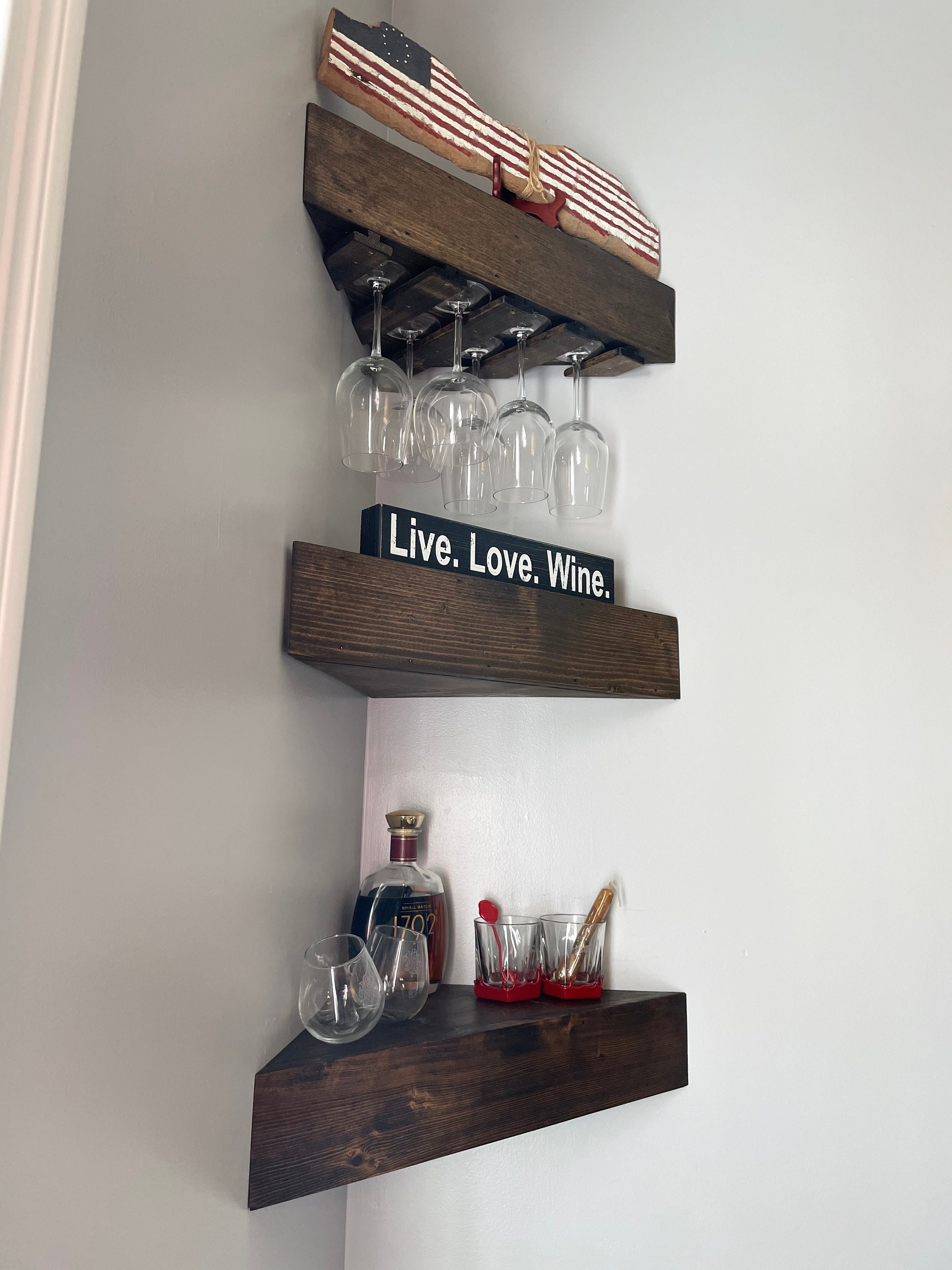 Rustic Wood Wine Rack Wine Rack Corner Wine Rack Floating Etsy