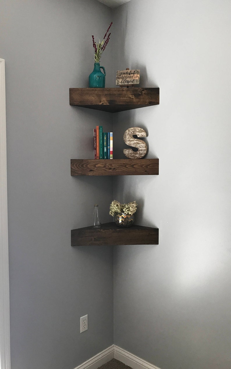 Corner Floating Shelves, corner shelf, corner shelves, floating shelves, wooden shelves, nursery shelves, rustic shelves, bathroom shelf 