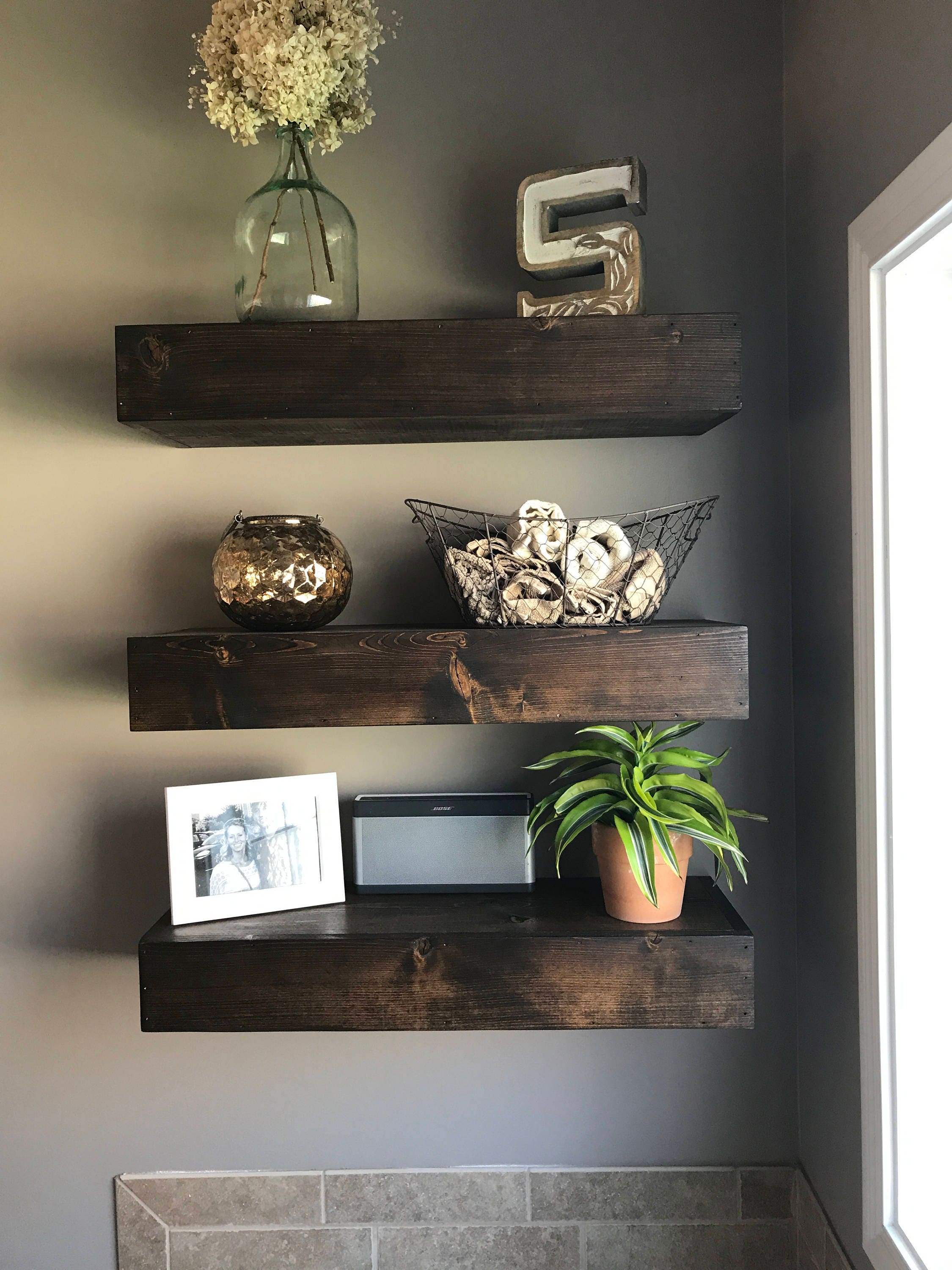 Wood Floating Shelf Floating Shelves Rustic Shelf Bathroom Etsy