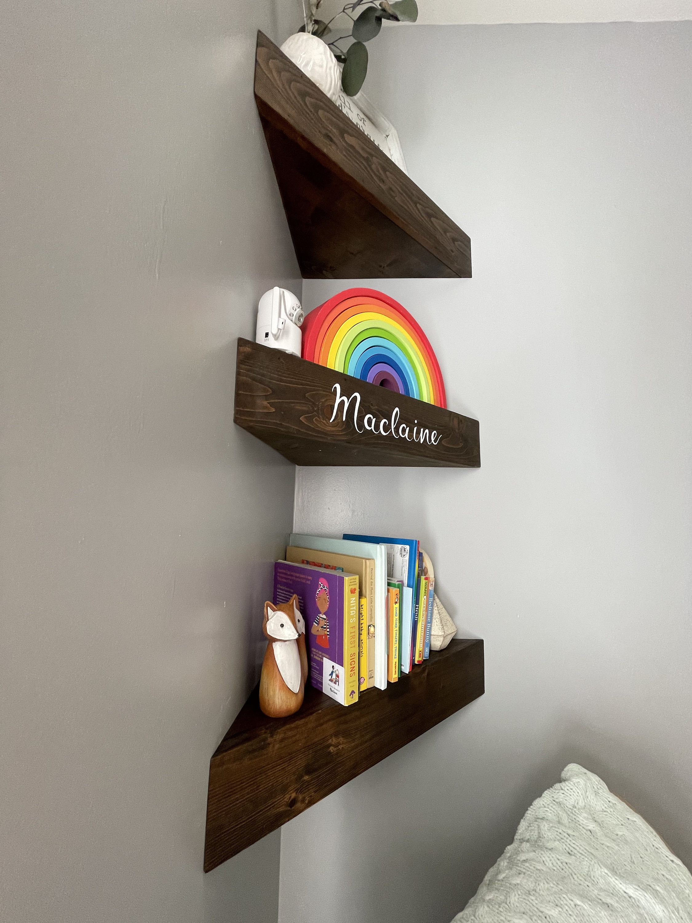 Nursery Shelves Corner Nursery Bookshelf Floating corner Etsy