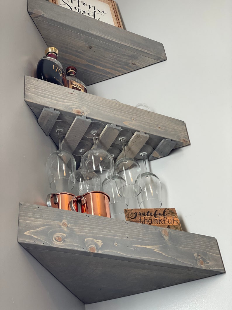 Rustic Wood Wine Rack Wine Rack Corner Wine Rack Floating Etsy