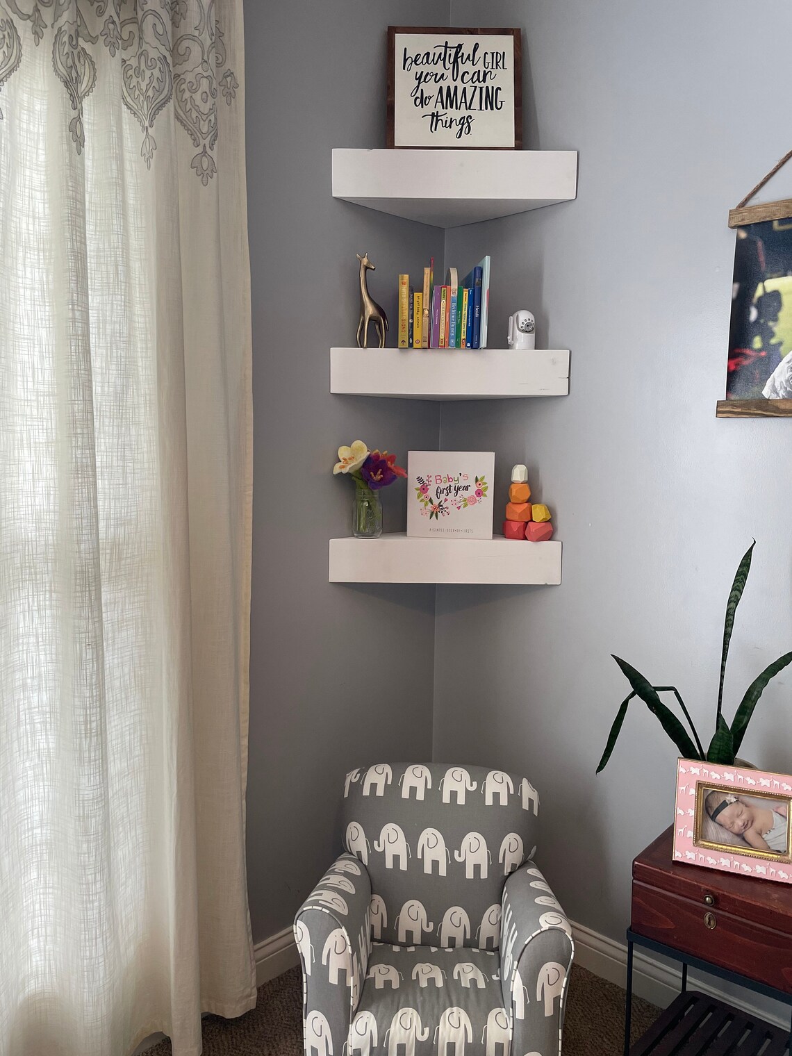 Nursery Shelves Corner Nursery Bookshelf Floating corner Etsy