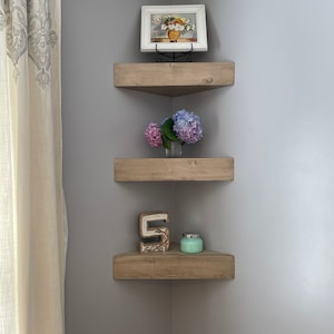 Corner floating shelves