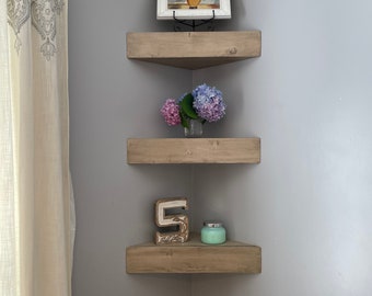 Corner floating shelves