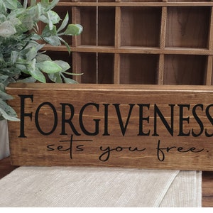Distressed wood accent sign / Forgiveness sets you free / 3.5 x 9 / Farmhouse / Inspirational / Rustic / Let it go / Forgive / Grace image 6