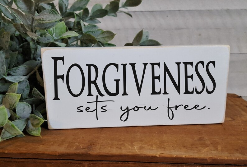 Distressed wood accent sign / Forgiveness sets you free / 3.5 x 9 / Farmhouse / Inspirational / Rustic / Let it go / Forgive / Grace image 3