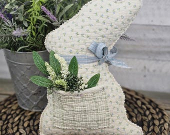Handmade Vintage Cutter Quilt Bunny - Fabric - Bowl Filler - Tuck Ins - Tiered tray decor - Rabbit - Farmhouse - Spring - Easter -Summer