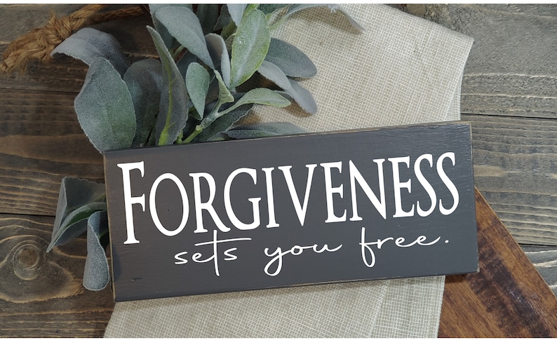 Distressed wood accent sign / Forgiveness sets you free / 3.5 x 9 / Farmhouse / Inspirational / Rustic / Let it go / Forgive / Grace image 2