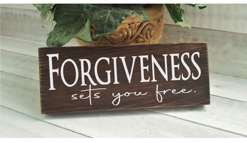 Distressed wood accent sign / Forgiveness sets you free / 3.5 x 9 / Farmhouse / Inspirational / Rustic / Let it go / Forgive / Grace image 5