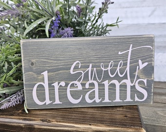 Ready to Ship / small wood accent sign / Sweet dreams / 3.25" x 6.25" / Farmhouse / Nursery / Nightstand / Rustic / Bedroom sign /