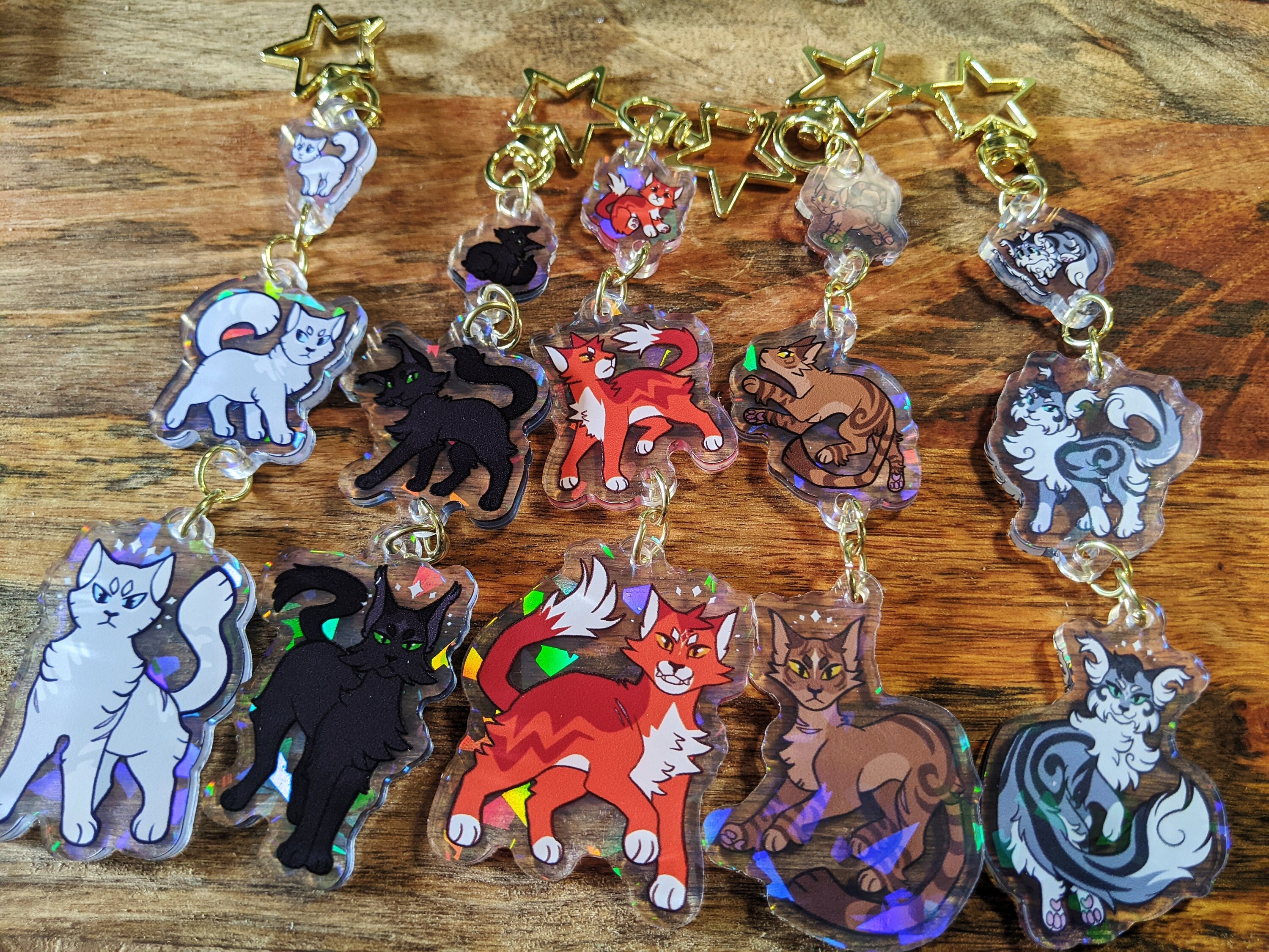 Warriors Cats Double Sided 2 Inch Acrylic Keychains or 65cm 