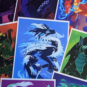 Stylized Wings Of Fire Prints A5 [ Whiteout, Peril ]