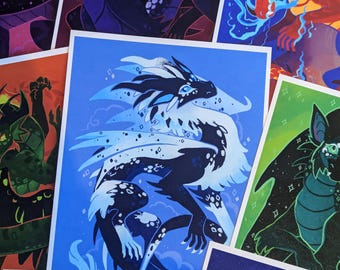 Stylized Wings Of Fire Prints A5 [ Whiteout, Peril ]