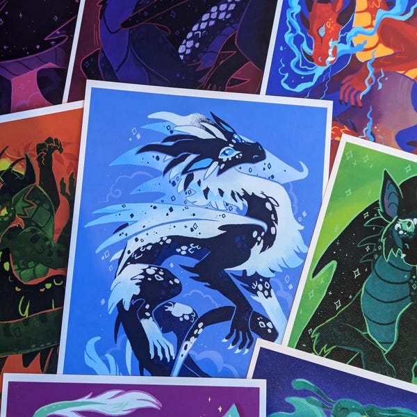 Stylized Wings Of Fire Prints A5 [ Whiteout, Peril ]