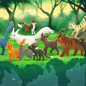 The Thunderclan Patrol A4 & A5 Print [ Battle Cats / Fighting Felines ]