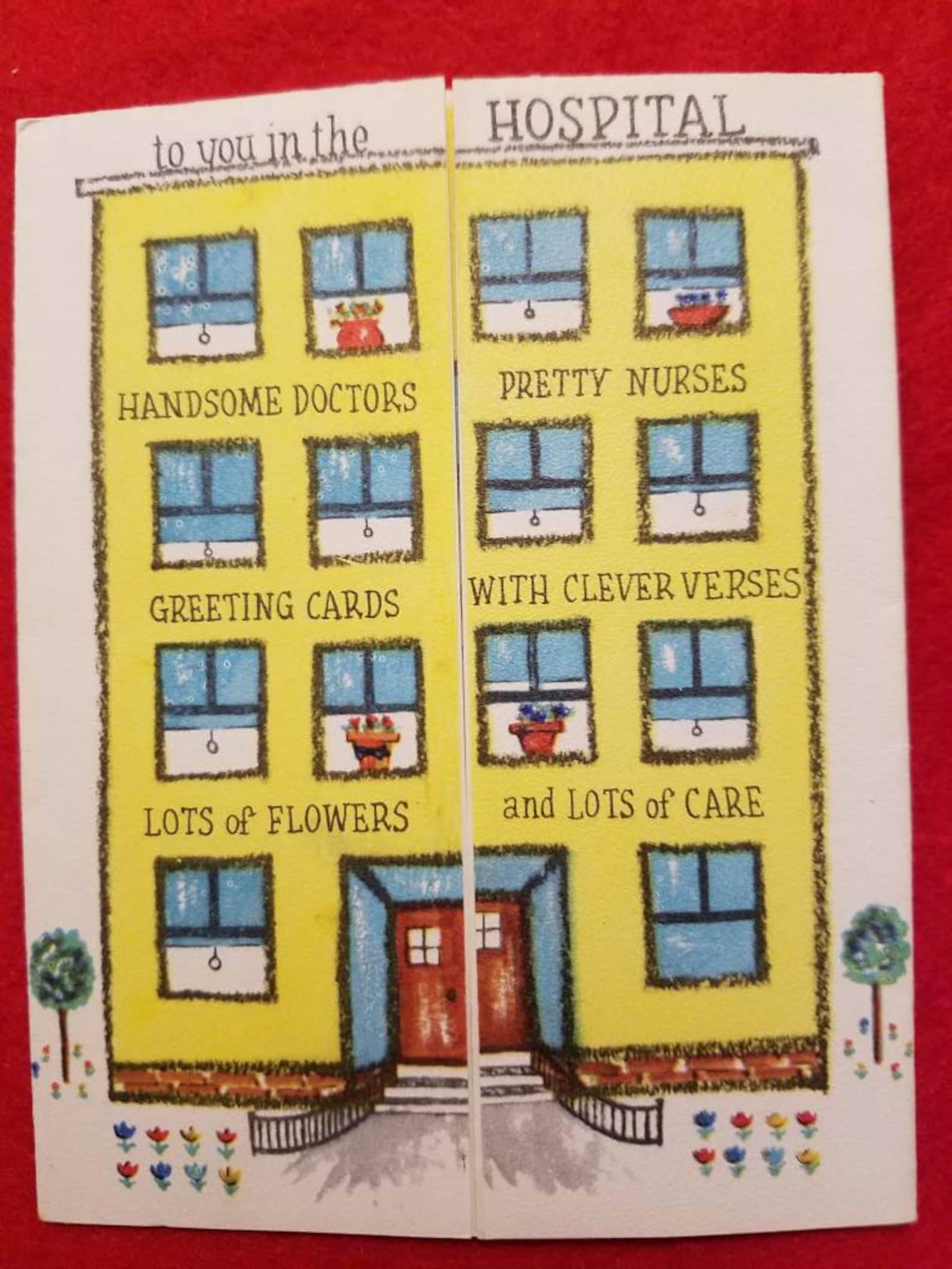 Greeting cards Get Well Hospital greeting card from A Etsy