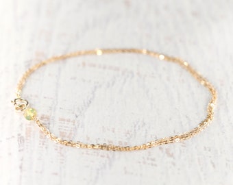 Opal Bracelet, 14K  Solid Gold, Sterling Silver,  Single/Double/Triple Chain,  Minimalist, Birthstone Bracelet,  October Birthstone