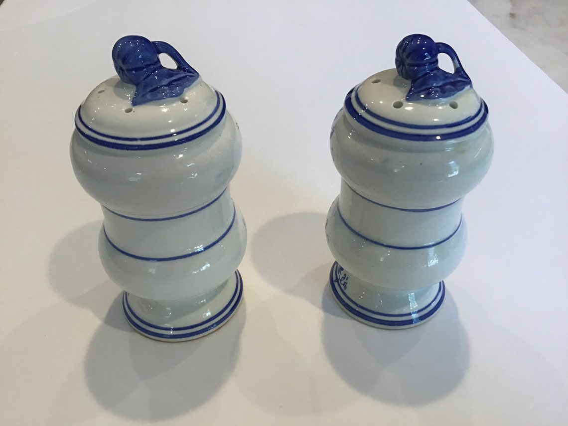 Vintage Blue Onion Salt & Pepper Shakers Etsy