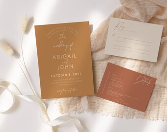 Savannah Wedding Invitation Suite | Boho Wedding Invitation, Terracotta Wedding Invitation, Minimalist Wedding, Invitation Template