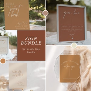 Savannah Wedding Signs Bundle | Boho Wedding, Minimalist Wedding, Terracotta Wedding, DIY Wedding, Wedding Sign Template