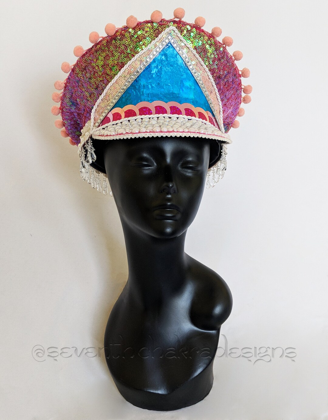 The Michelle Pompom Holographic Pearl Jeweled Captain's Hat / Burning ...
