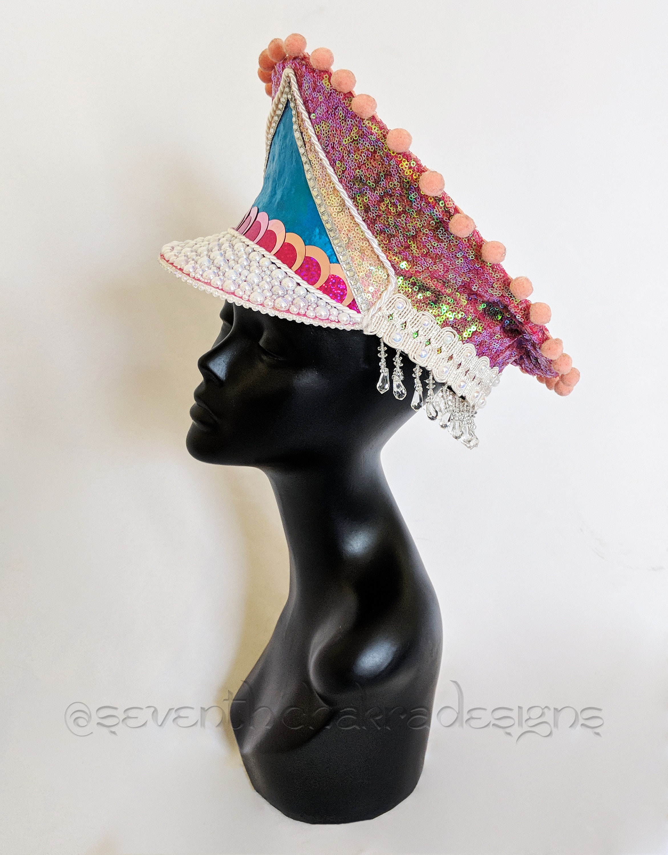 The Michelle Pompom Holographic Pearl Jeweled Captain's Hat / Burning ...