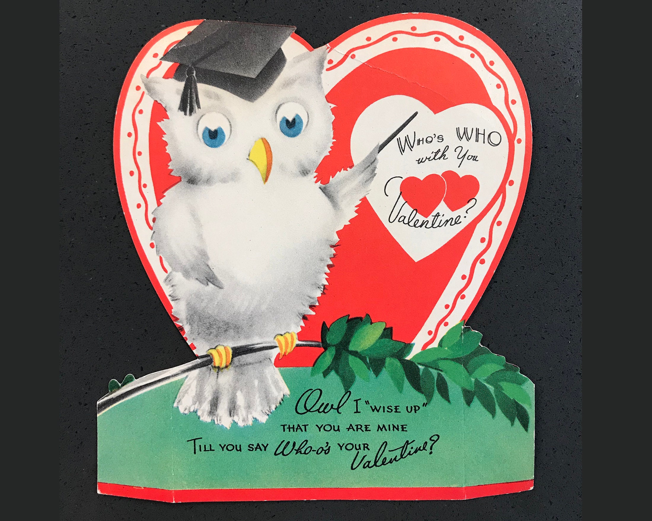 Vintage Wise Owl Valentine Stand Up