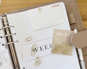 Gold Heart Paper Clips -  Tiny Gold Paper Clips - Gold Paper Clips - Planner Accessories