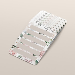 Floral Beige Happiness Routine Planner Card - Journaling Card - Selfcare Planner Card