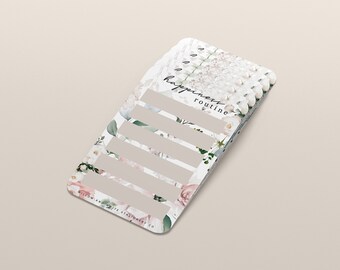 Floral Beige Happiness Routine Planner Card - Journaling Card - Selfcare Planner Card