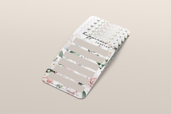 Floral Beige Happiness Routine Planner Card - Journaling Card - Selfcare Planner Card