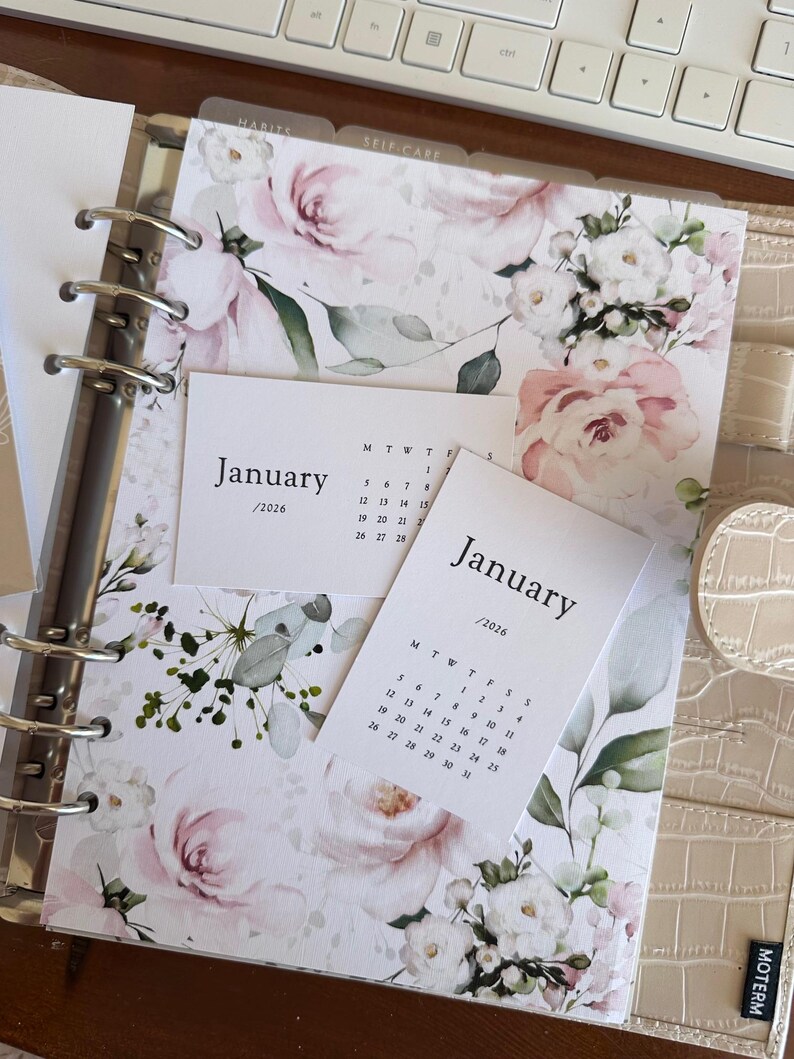 Printable 2026 Horizontal Monthly Calendar Planner Cards - Monday Start - Classic Design image 3
