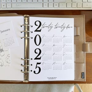 Printable A5 2025 Monochrome Calendar Planner Dashboard - MONDAY Start - Printable Planner Dashboard