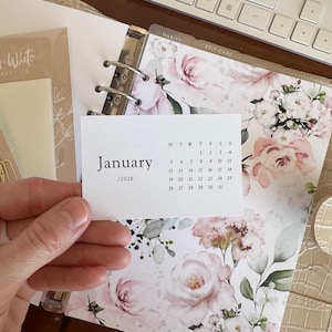 Printable 2026 Horizontal Monthly Calendar Planner Cards - Monday Start - Classic Design image 1