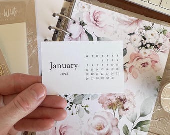 Printable 2026 Horizontal Monthly Calendar Planner Cards - Monday Start - Classic Design