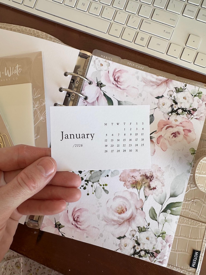 Printable 2026 Horizontal Monthly Calendar Planner Cards - Monday Start - Classic Design image 1