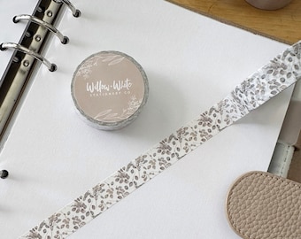 Floral Washi Tape - 10m Washi Tape 15mm Washi Tape - Neutral Washi Tape - Planner Accessories