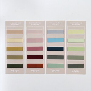 May include: Four sets of colorful bookmark tabs with the text "The Annotating Bookmark" and "Willow-White" printed on each set. The colors include beige, yellow, gold, green, pink, red, brown, blue, gray, and light green.