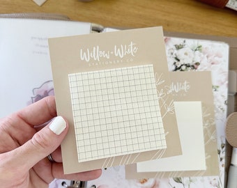 Grid Sticky Notes (80) - Planner Tabs - Planner Stickers -  White Sticky Tabs - 3x3 grid sticky notes