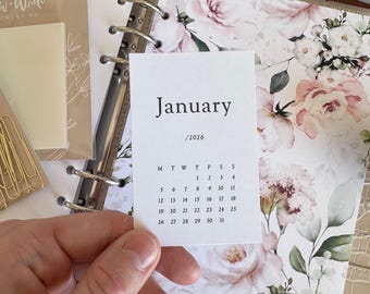 Printable 2026 Monthly Calendar Planner Cards - Monday Start - Classic Design