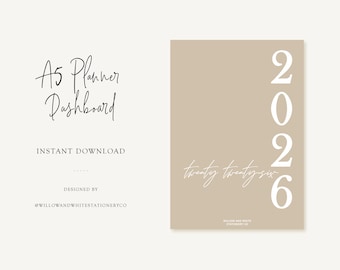 Utskrivbar A5 Neutral 2026 Planner Dashboard - Utskrivbar Planner Dashboard